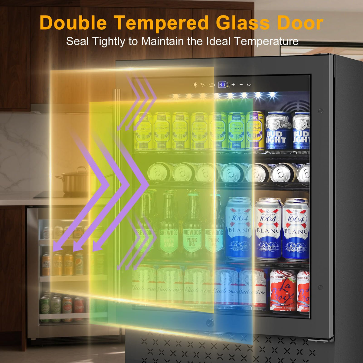 24" Dual Zone Wine and Beverage Refrigerator, Under Counter with Glass Door