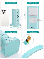 6FT Power Strip Tower with Wireless Charger,Surge Protector with 12 Outlets