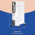 Russell Hobbs 2000W/2KW Oil Filled Radiator, 9 Fin Portable Electric Heater - White, Adjustable Thermostat with 3 Heat Settings, Safety Cut-off, 20 m sq Room Size, RHOFR5002, 2 Year Guarantee