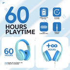 JoySpark Kids Bluetooth Headphones Over-Ear, 60Hrs, Built-in Mic-Purple