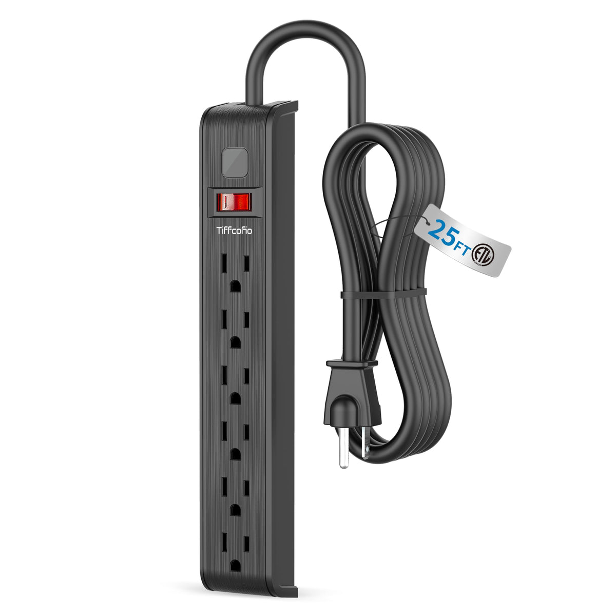 Power Strip Surge Protector, 6 Feet Extension Cord, 600 Joules Surge Protection, Multiple Protection 6 Outlet Strip, ETL Listed 1 Pack