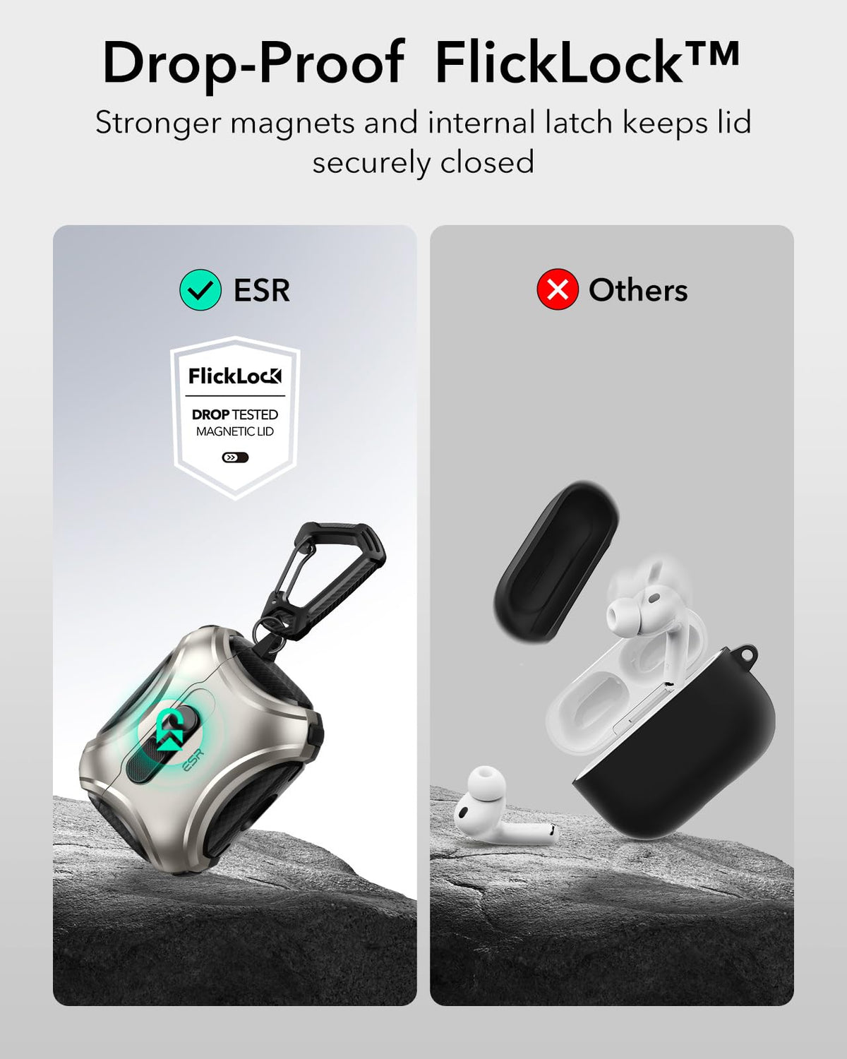 ESR for AirPods 5/4 Case, Compatible with MagSafe, Drop-Proof Lock, Black