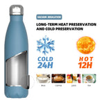 Stainless Steel Insulated Water Bottle, WATERSY Double Walled Metal Vacuum Flask Keep 24 Hrs Cold & 12 Hrs Hot Thermal Metal Sports Bottles 500ml BPA Free for Outdoor, Work, Gym, School (Black)