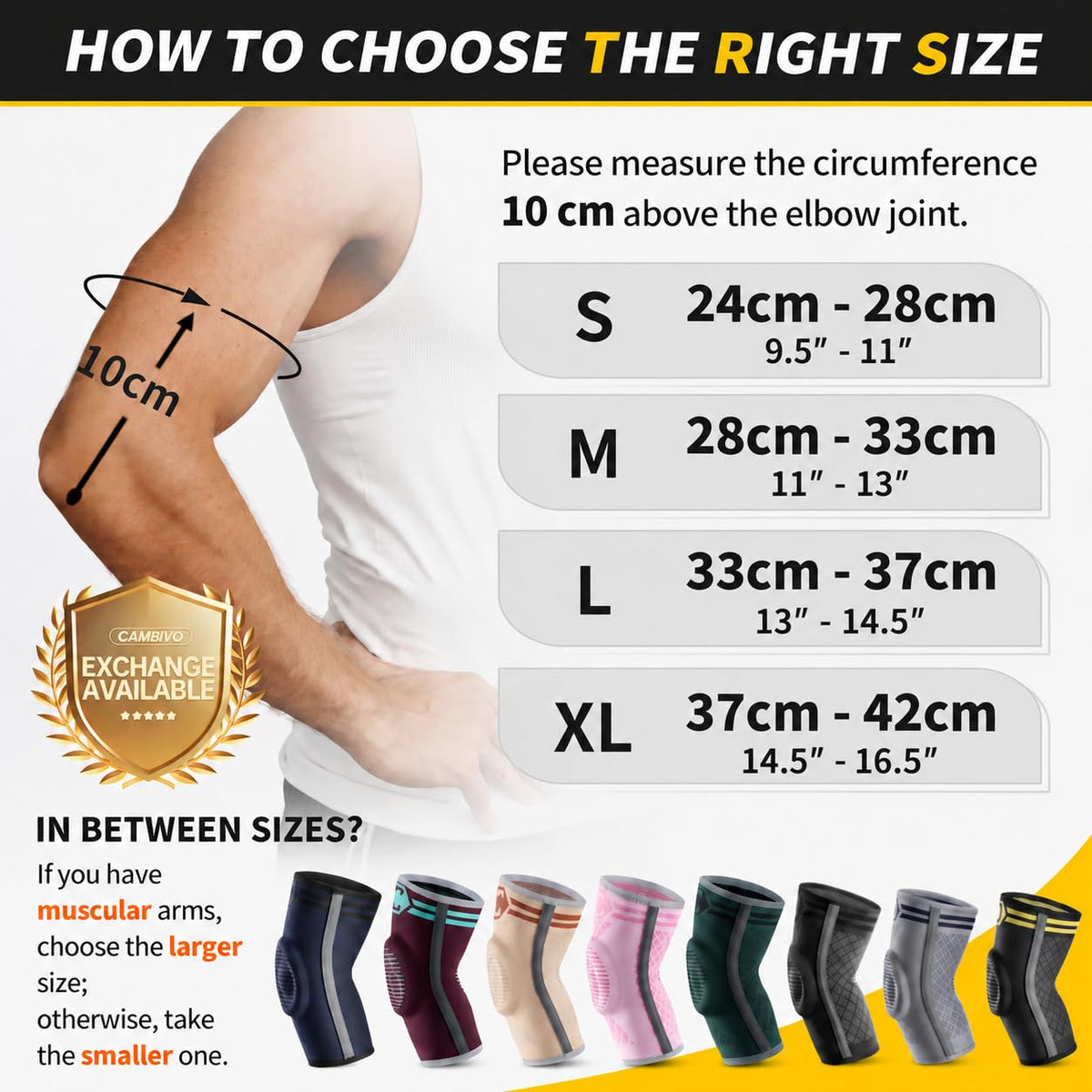 CAMBIVO Elbow Support for Men&Women 2 Pack, Upgraded Tennis Elbow Support Arm Sleeves with Gel Pad and Dual Stabilizers, Elbow Brace for Tennis, Weightlifting