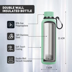 Exllena Insulated Black Water Bottles 750ml with Clip, Double Wall Vacuum Drinks Bottle Keeps Drinks Cold 24 Hrs/Hot 12 Hrs, Stainless Steel Water Bottle BPA Free