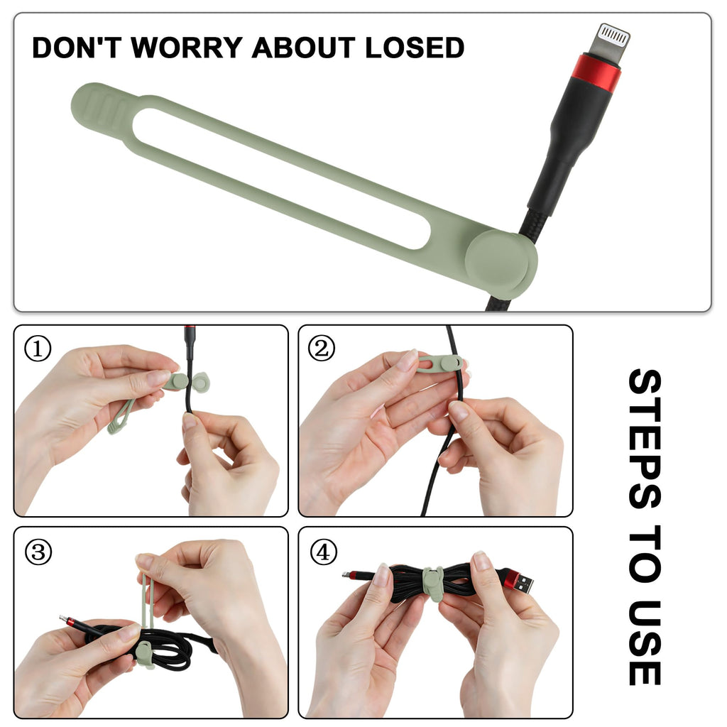 24Pcs Silicone Cable Ties, Cord Organizer Cable Management-Multi