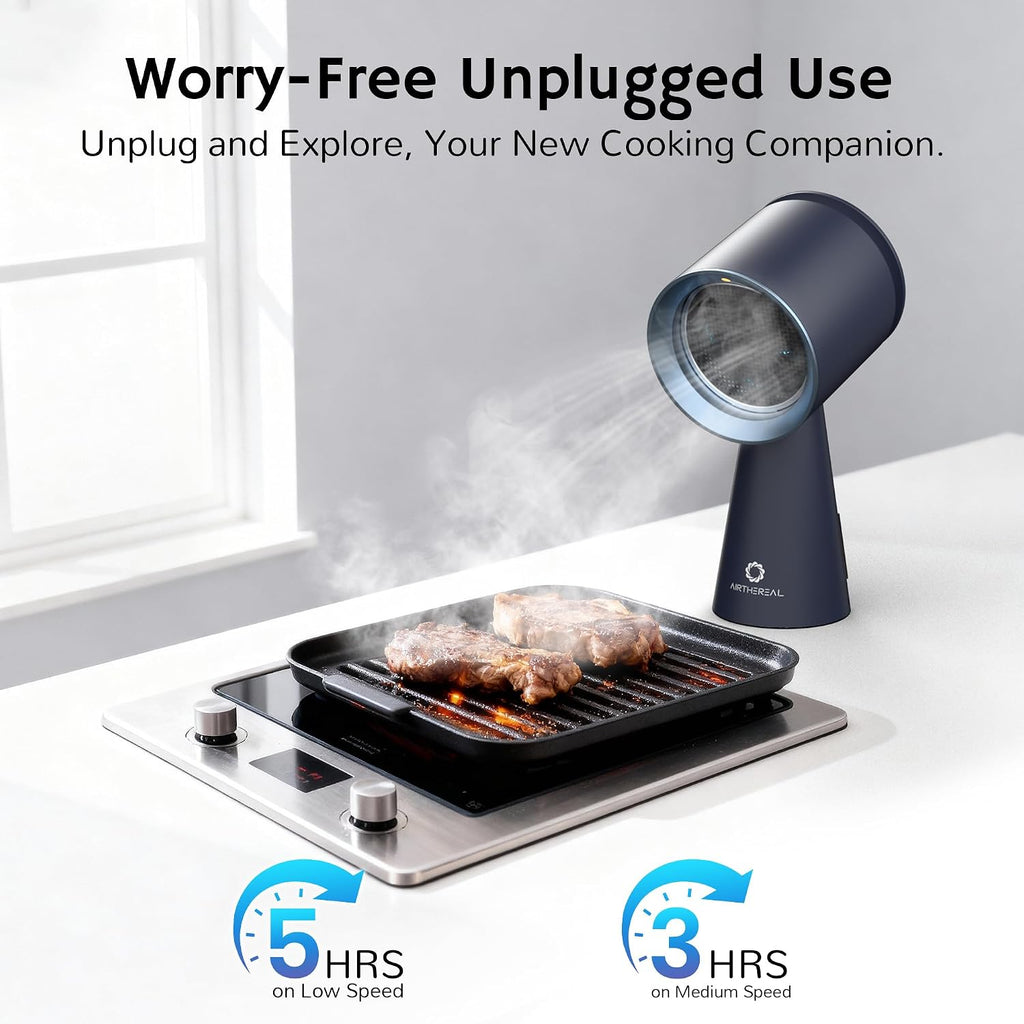 AIRTHEREAL Portable Range Hood with Rechargeable Battery, 3-Speed Suction