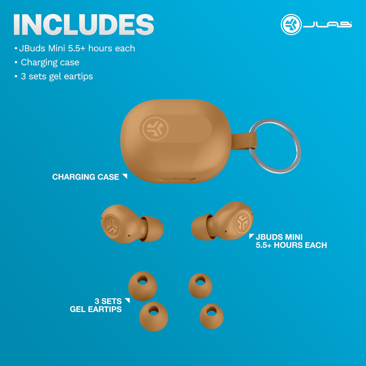 JLab JBuds Mini True Wireless Earbuds, Bluetooth Multipoint, Charcoal Black