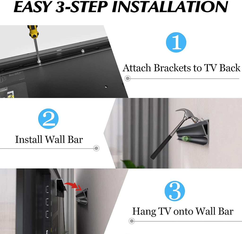 Auoace No Stud TV Wall Mount, Studless Drywall TV Hanger for 12-55 Inch TVs