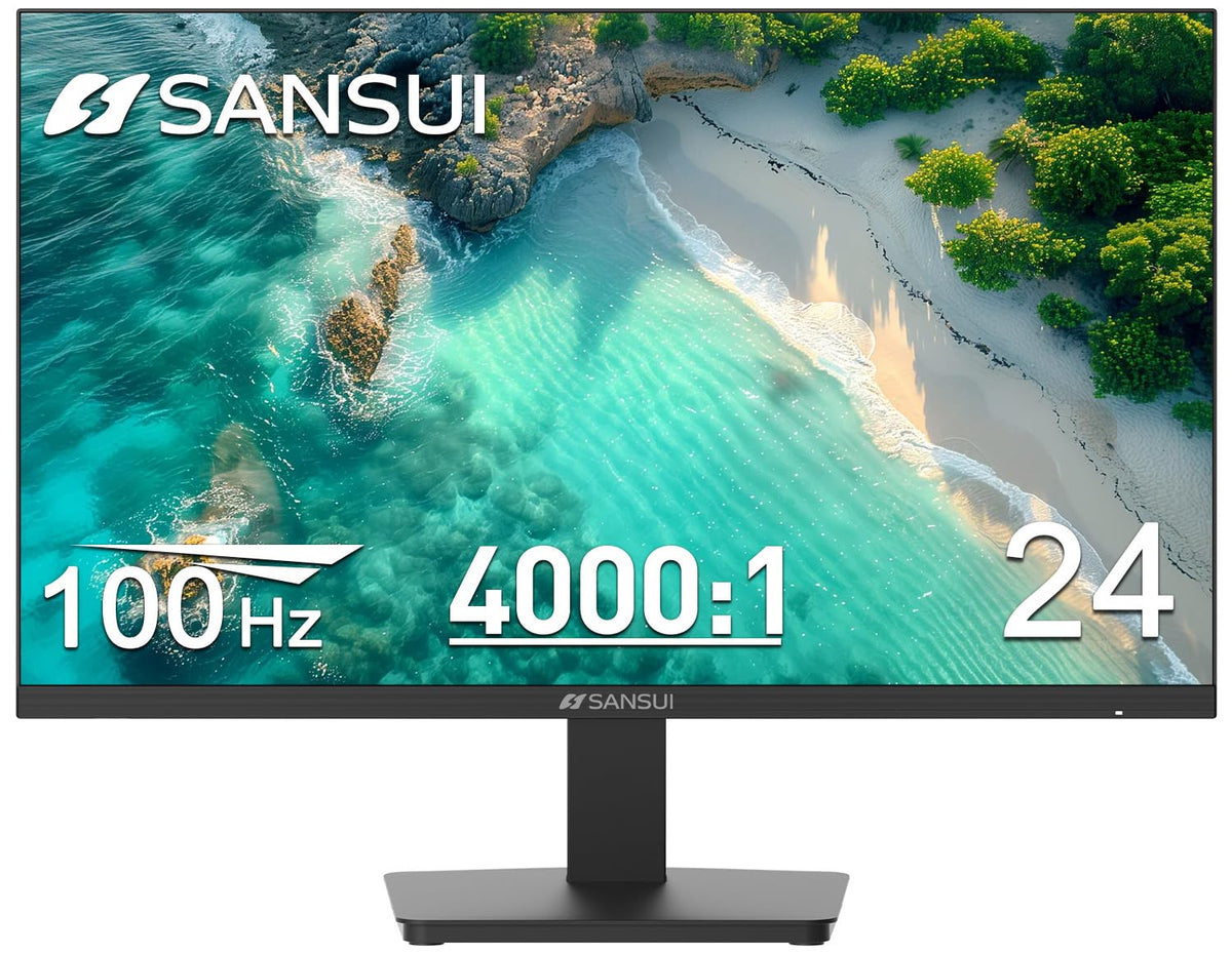 SANSUI 24 Inch Gaming Monitor 200Hz 1Ms FreeSync HDR 110% sRGB FHD 1080P Computer Monitor HDMI DP Ports Eye Care Frameless VESA Mount Cable Management(ES-G24F4L HDMI Cable Included)