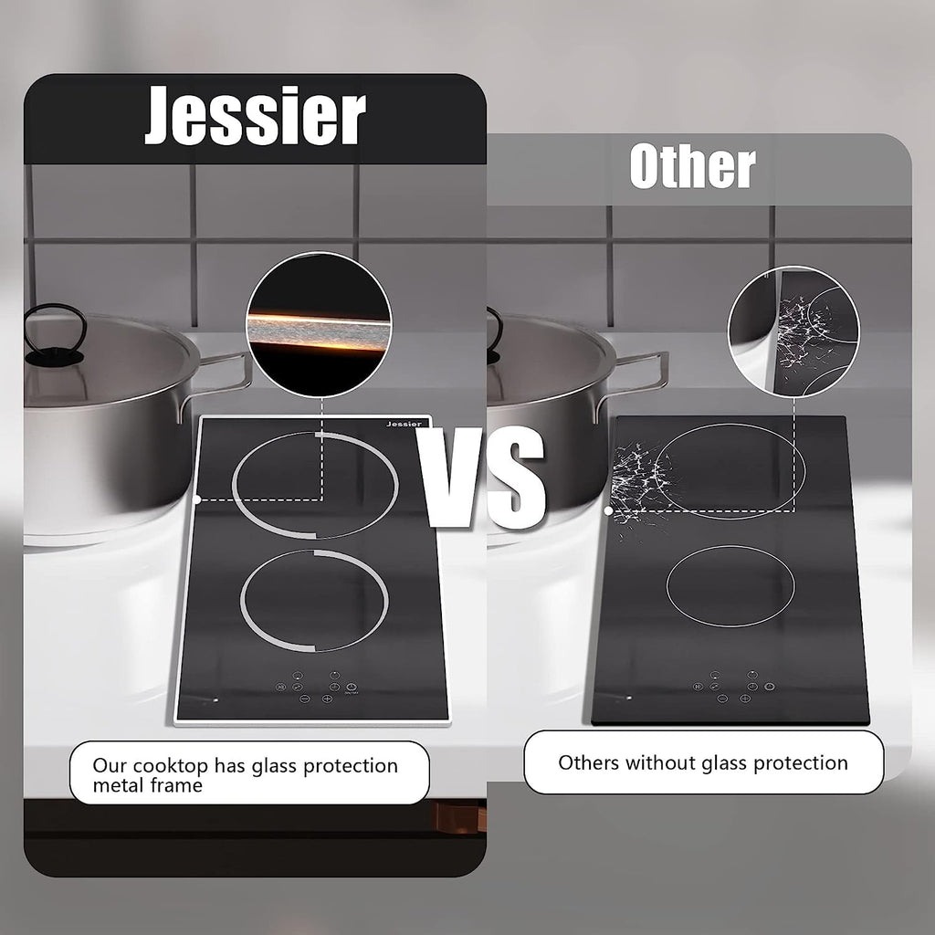 2 Burner Electric Cooktop 110V 2000W Countertop or Built-in