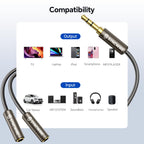SYNCWIRE Headphone Splitter, 3.5mm Nylon-Braided Male to 2 Female Y Cable