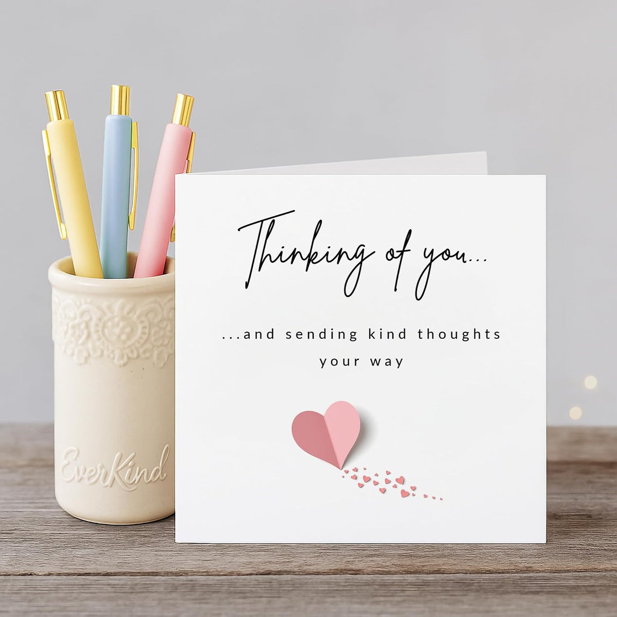Thinking of You Card – Paper Hearts Design | Encouragement and Support Card for Friend, Family or Colleague | Comfort for Grief, Tough Times or Just Because | Blank Inside | Eco Packaging