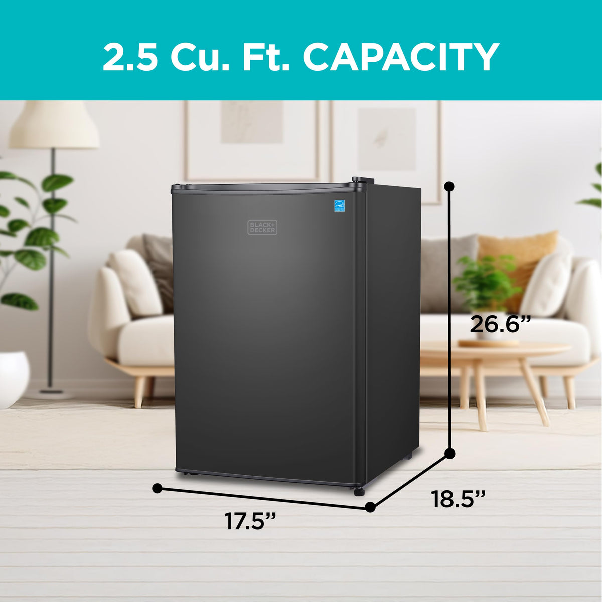 BLACK+DECKER 2.5 Cu. Ft. Compact Refrigerator, BCRK25V, Stainless Look
