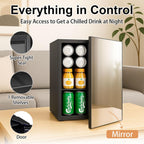 DOGHLY 0.95 Cu.Ft Mini Fridge Mirror Door for Beverages & Skincare, 24 Cans