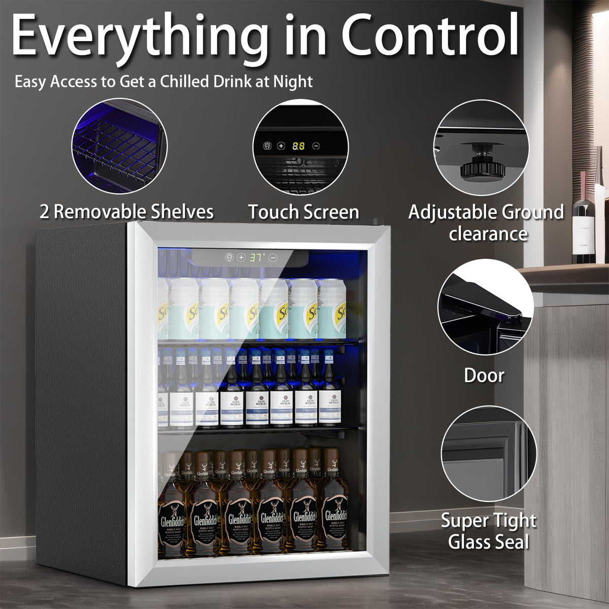 DOGHLY 0.95 Cu.Ft Mini Fridge Mirror Door for Beverages & Skincare, 24 Cans
