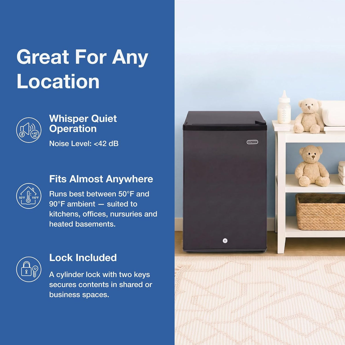 Whynter Upright Mini Freezer, 3.1 Cu Ft, Silver, CUF-301SS