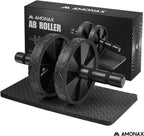 Amonax Convertible Ab Wheel Roller with Large Knee Mat for Core Abs Rollout