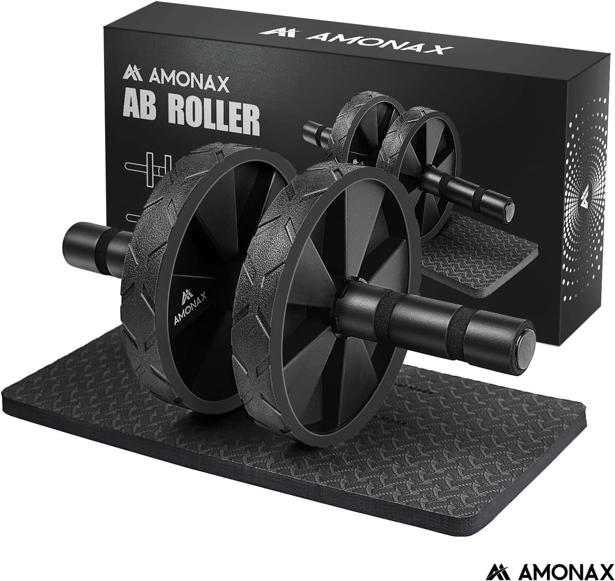 Amonax Convertible Ab Wheel Roller with Large Knee Mat for Core Abs Rollout