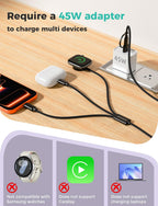 Travel Essentials,3 in 2 USB C Cable for Apple Watch Charger,iPhone Charger,Multi Charging Cable,Cruise Vacation Camping Essentials,Portable for iWatch Series 12-2/Ultra/SE & iPhone 18 17-12,Car,Pink
