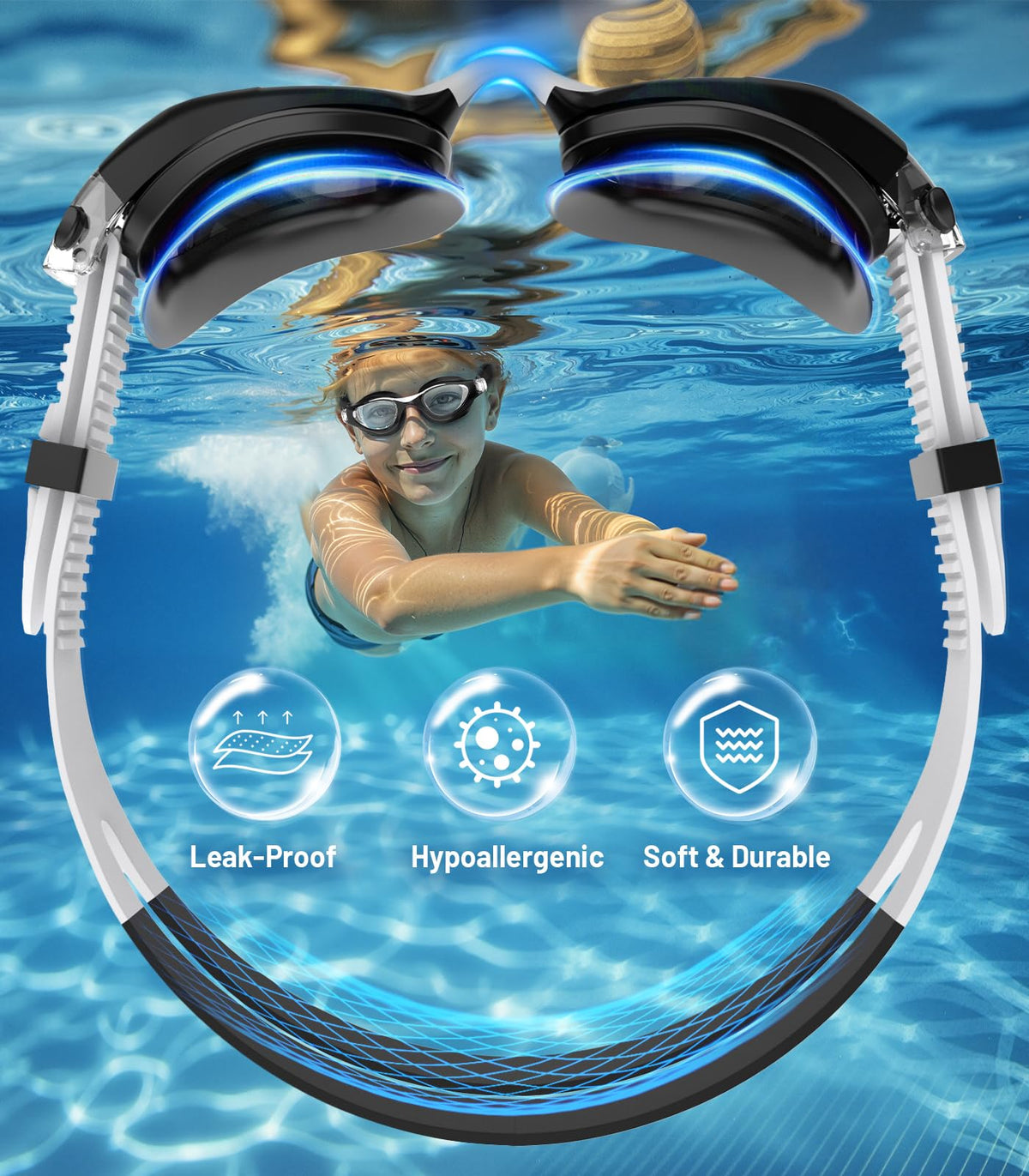 Kids Swimming Goggles for Boys & Girls Aged 6-14, Anti-Fog