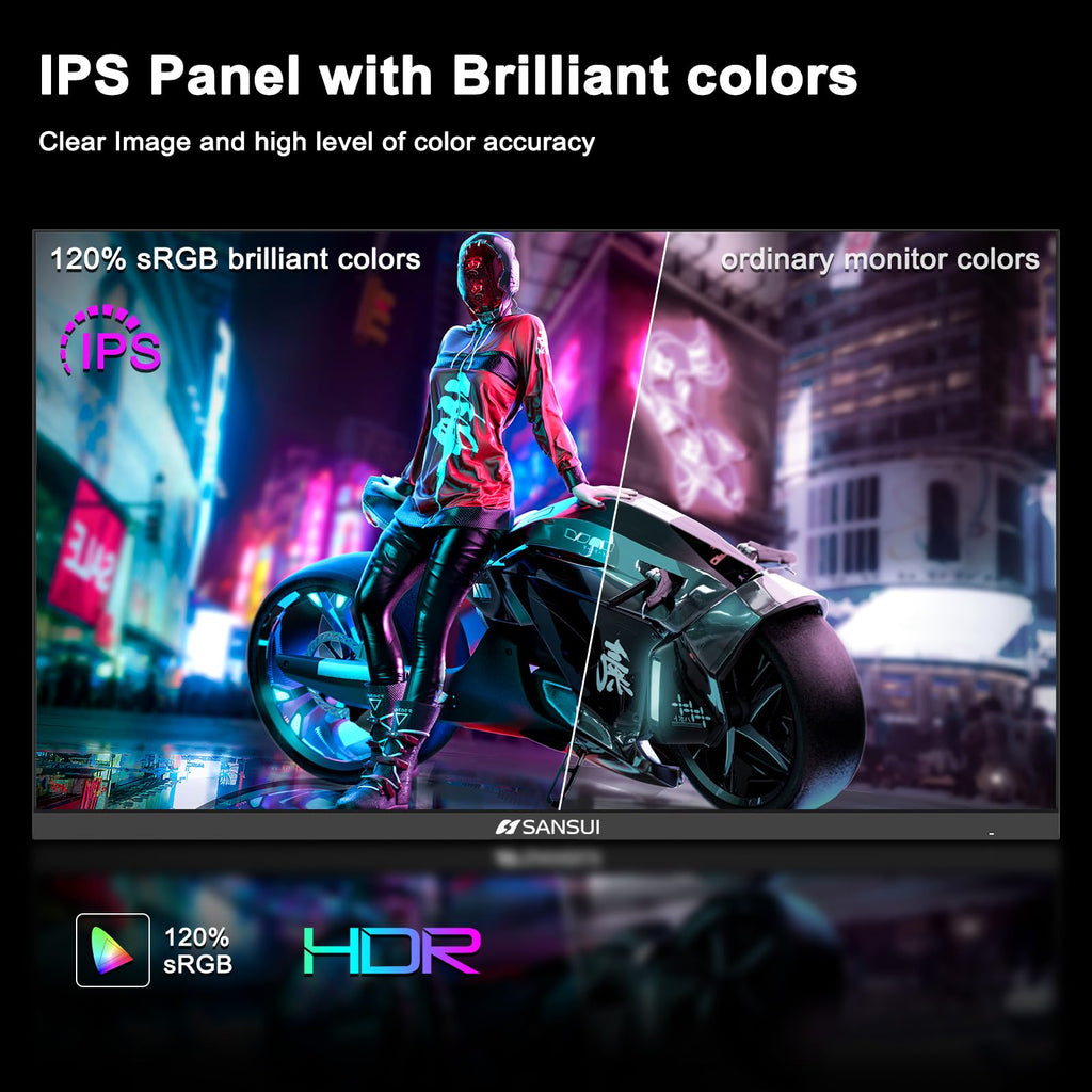 SANSUI 24 Inch Gaming Monitor 200Hz 1Ms FreeSync HDR 110% sRGB FHD 1080P Computer Monitor HDMI DP Ports Eye Care Frameless VESA Mount Cable Management(ES-G24F4L HDMI Cable Included)