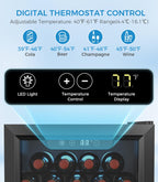 Electactic 48 Can Beverage Refrigerator,12 Bottle Wine Cooler with Seamless Stainless Steel & Glass Door, Digital Temperature Display, Countertop Mini Fridge for Soda, Wine or Beer, Silver