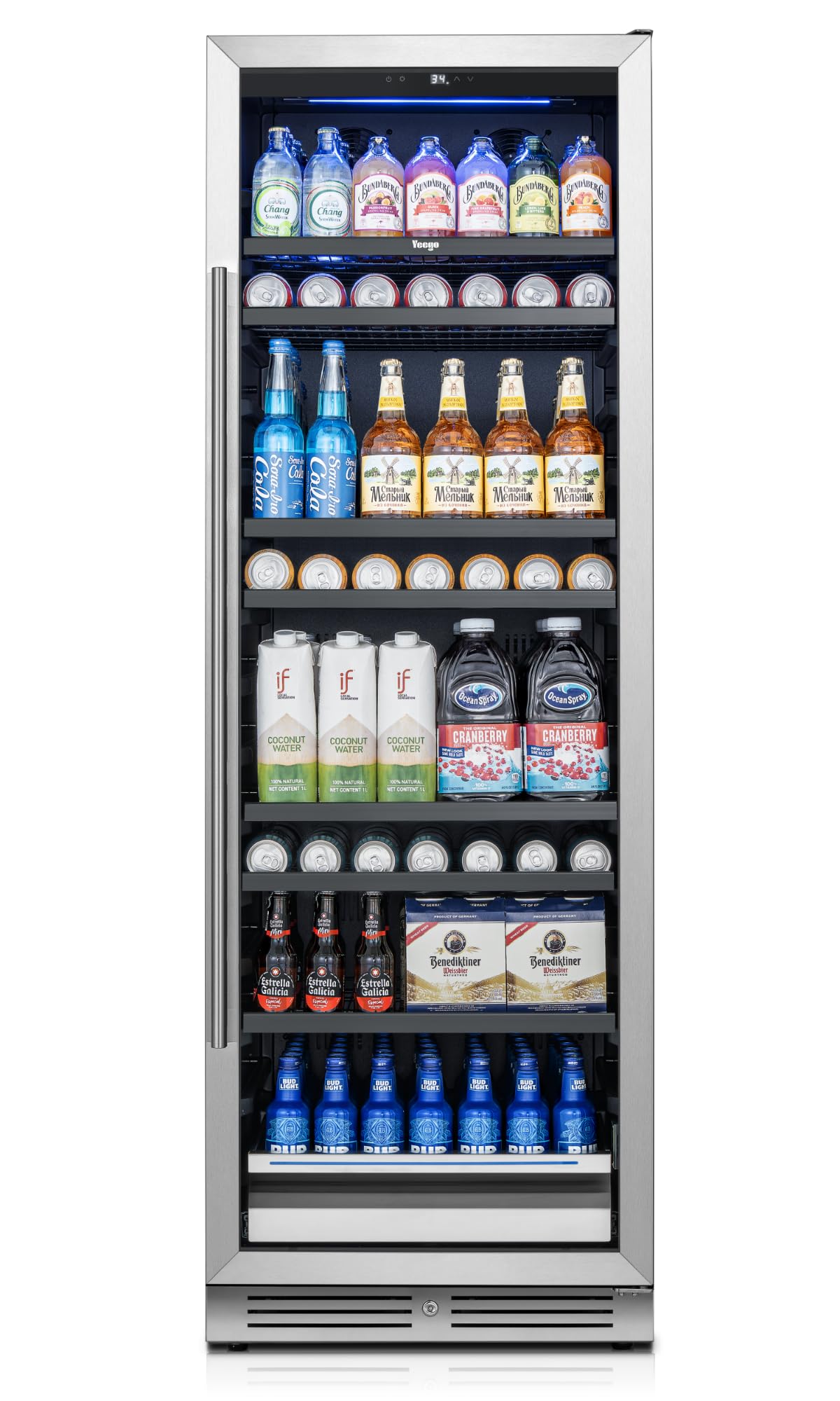 Yeego Beverage Refrigerator - 24 inch 180 Cans Beer Cooler with Glass Door