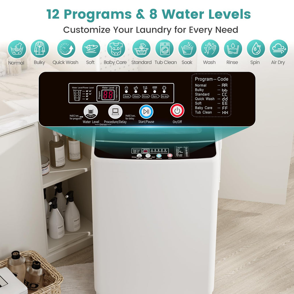 Auertech Portable Washer and Dryer Combo Set, 2.8 CU. FT. Portable Clothes Dryers with Boot Dryer, 28 lbs Fully Automatic Washing Machine, Compact Washer and Dryer for Apartment, RV, Dorm