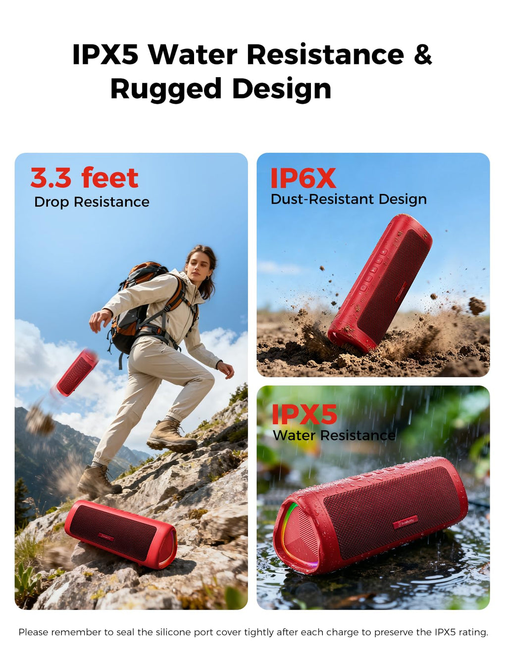 Bluetooth Speaker, 20W HD Sound, Portable Wireless, IPX5 Waterproof, Up to 24H Playtime, TWS Pairing, for Home/Party/Outdoor/Camping/Beach Essentials, Electronic Gadgets, Birthday Gift (Teal)