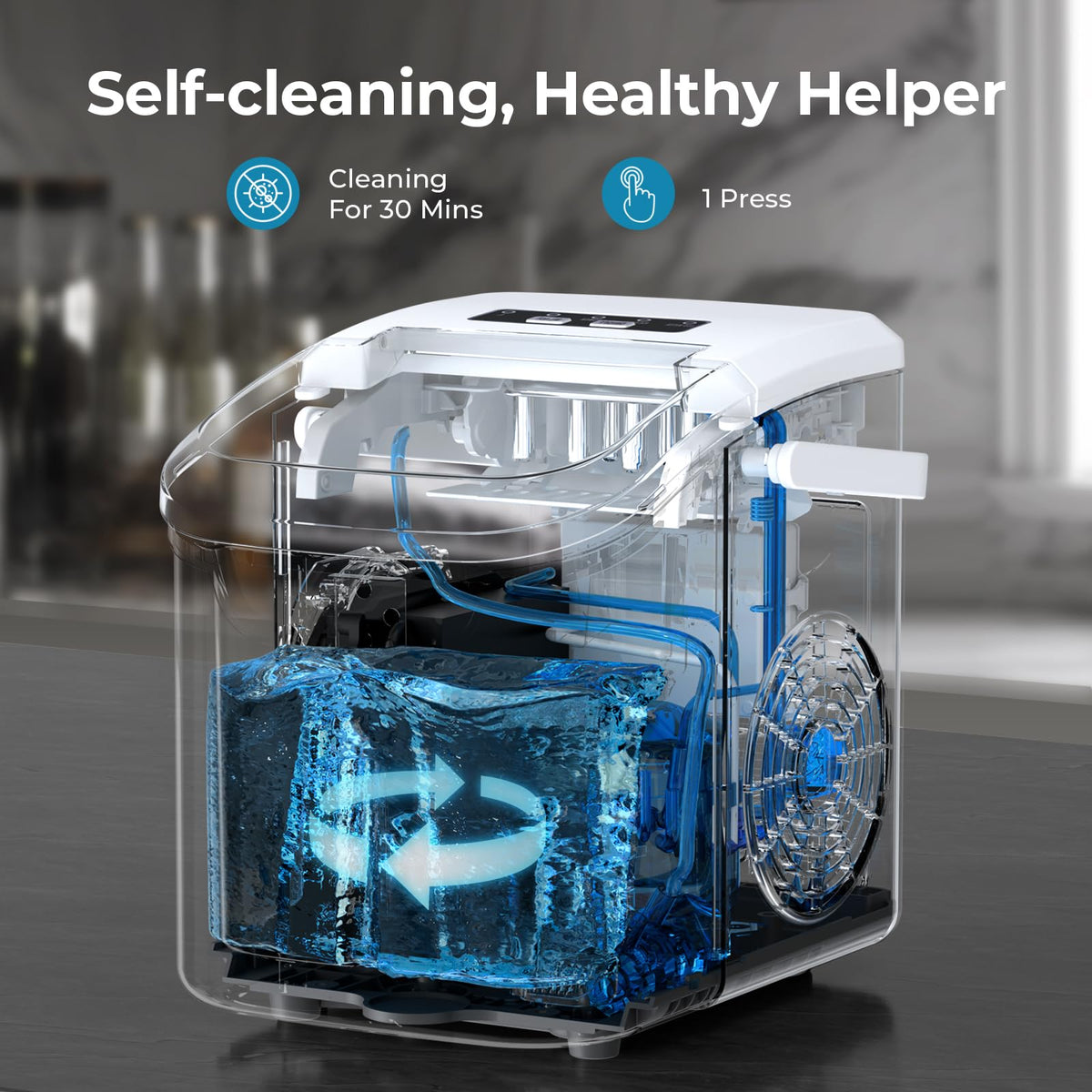 Antarctic Star Countertop Ice Maker Machine, 26Lbs/Day Fastest 6‑Min Ice