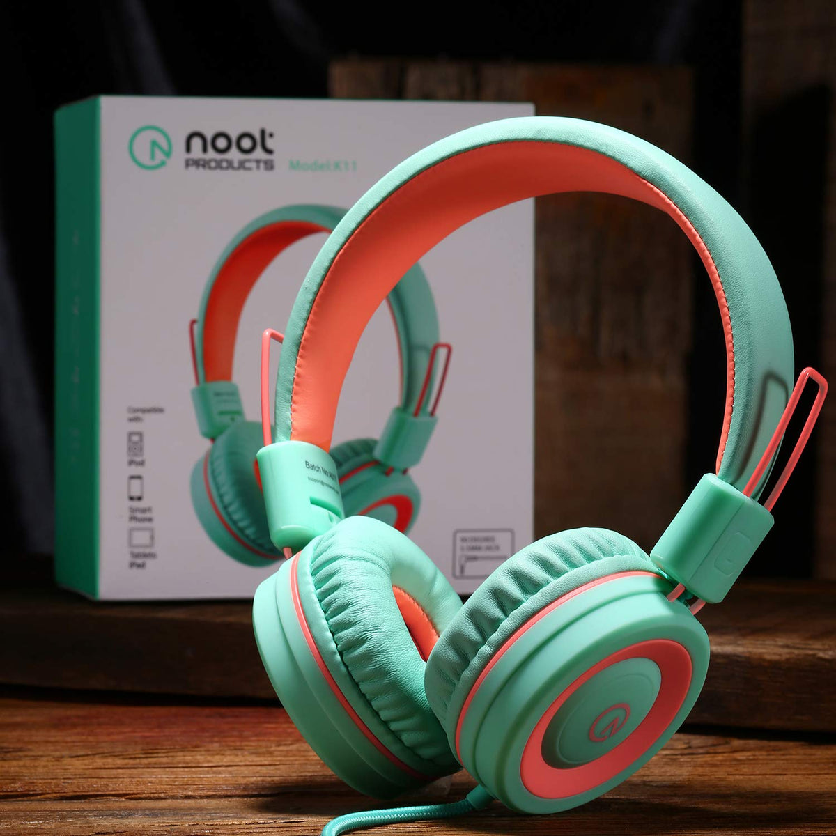 noot products K11 Kids Headphones with Wired Cord 3.5mm Jack Navy/Teal