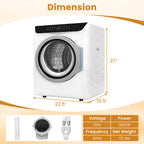 Auertech 3.6 CU. FT Clothes Dryer, Large Capacity Laundry Dryer with 12 Drying Modes & Stainless Steel Tub, Dryer Machine, Electric Dryer with LED Control for Busy Family Home, White