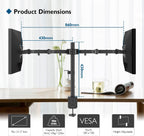 BONTEC Dual Monitor Arm Desk Mount for 13–27 Inch Computer Screens, VESA 75x75/100x100, Full Motion Adjustable Monitor Arm with 360° Rotation, Height Adjustable up to 430mm, Max 10kg per Arm, Black
