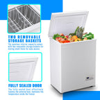 Mini Chest Freezer Compact Deep Freezing Machine with Electronic Temperature Control (Accurate to 1 ℉) Freestanding Small Freezer with 2 Removable Storage Baskets Black