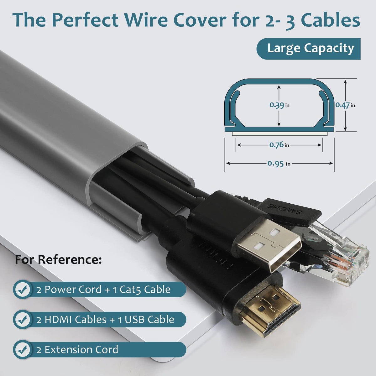 ZhiYo 43" Cord Covers for Wires on Wall, Beige Cord Hider, 0.7" W x 0.4" H