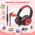 Botesty Sound Kids Headphones Wired for School, 3.5 Plug Safe Volume Purple