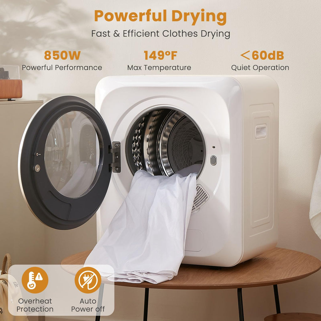 Auertech 3.6 CU. FT Clothes Dryer, Large Capacity Laundry Dryer with 12 Drying Modes & Stainless Steel Tub, Dryer Machine, Electric Dryer with LED Control for Busy Family Home, White