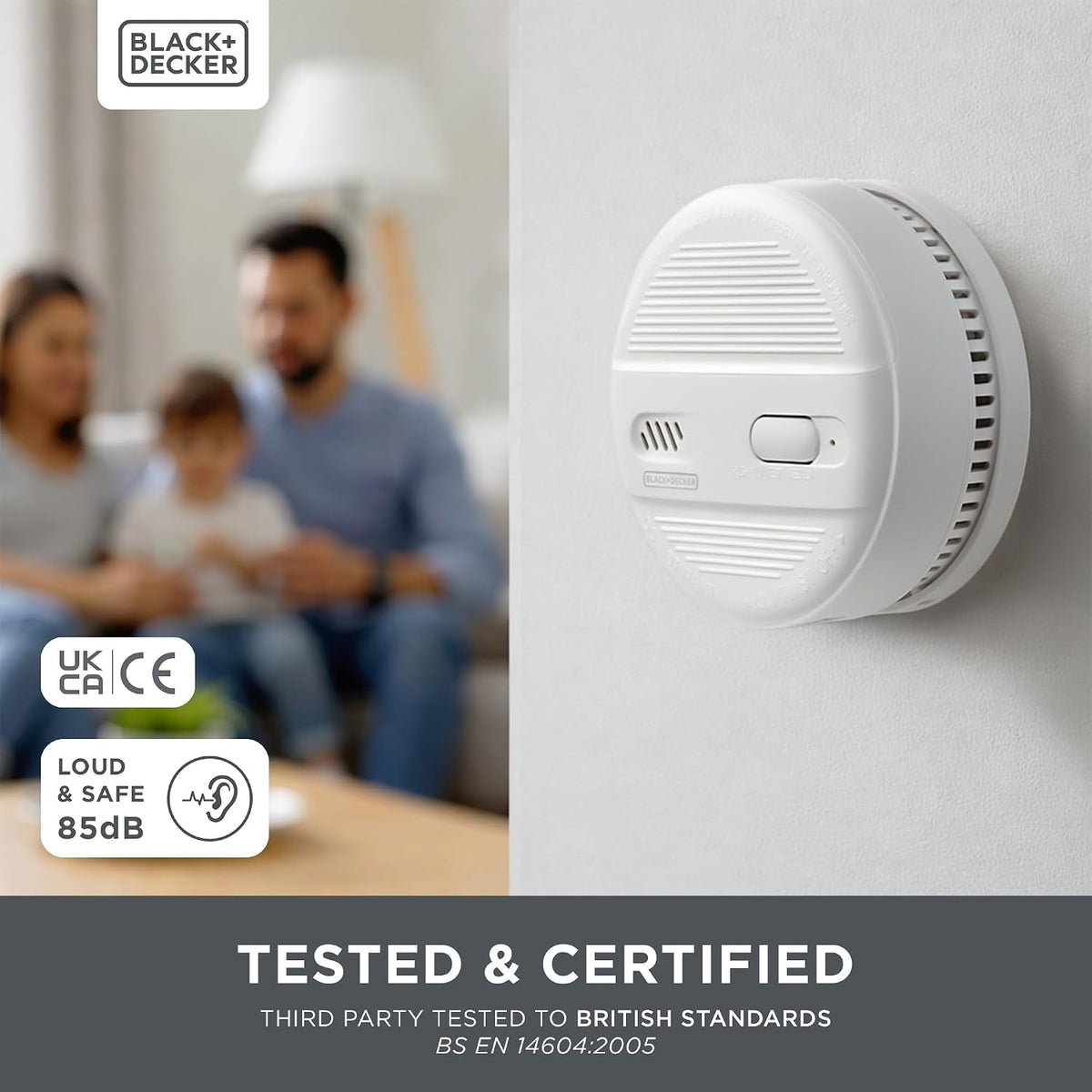BLACK+DECKER Smoke Alarm for Home 10 Year Life with 9v Replaceable Battery