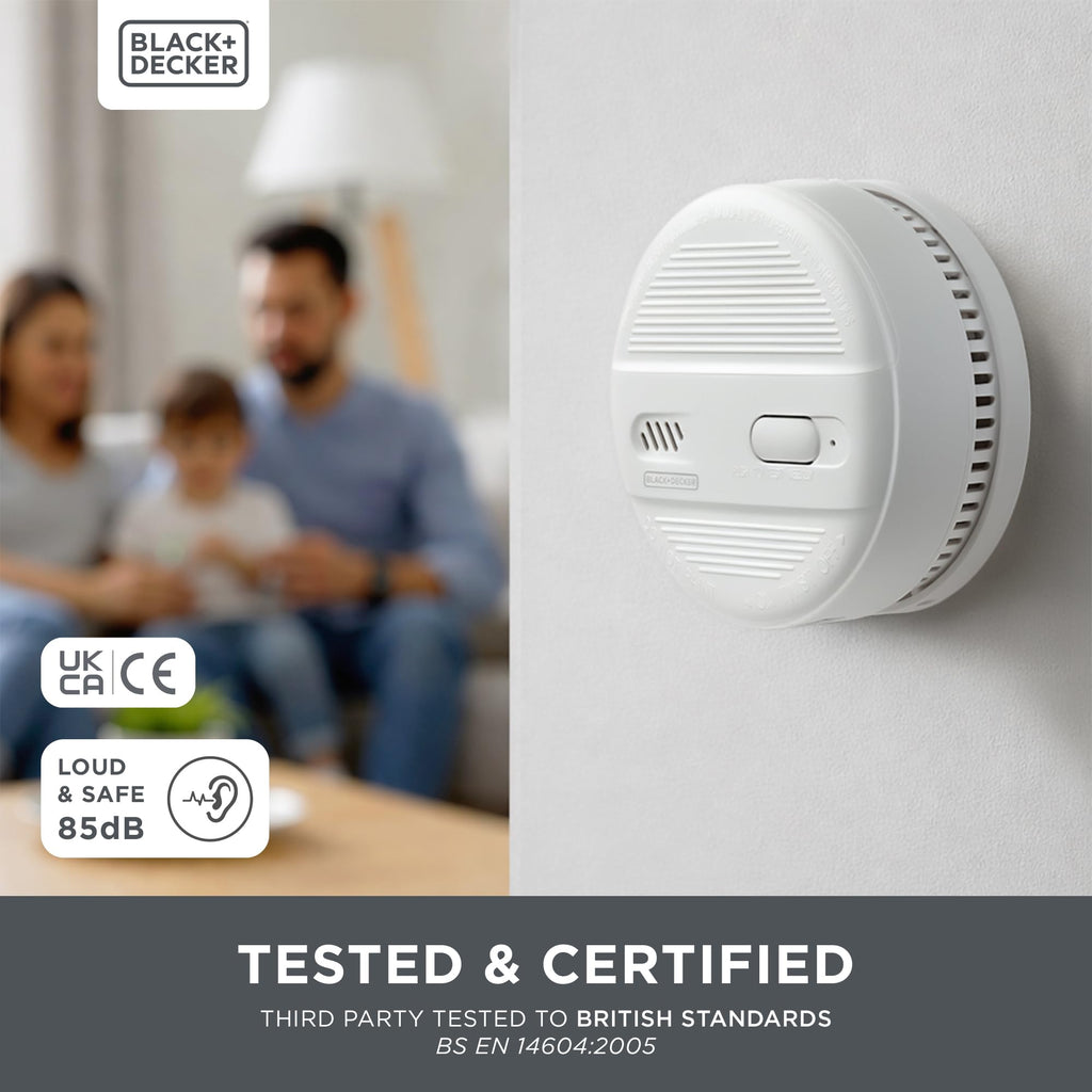 BLACK+DECKER Smoke Alarm for Home 10 Year Life with 9v Replaceable Battery