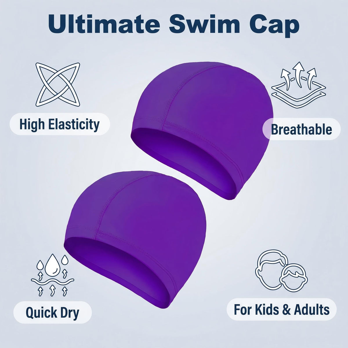 2 Swimming Caps for Kids Girls Boys Adult Light Swimming Cap Swim Hats Kid