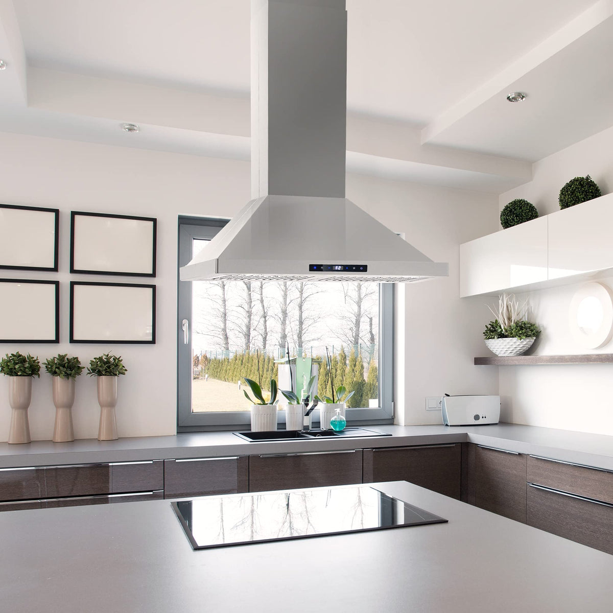 30 in. Lumin Coll 380 CFM Ducted Island Range Hood, LED, Stainless Steel