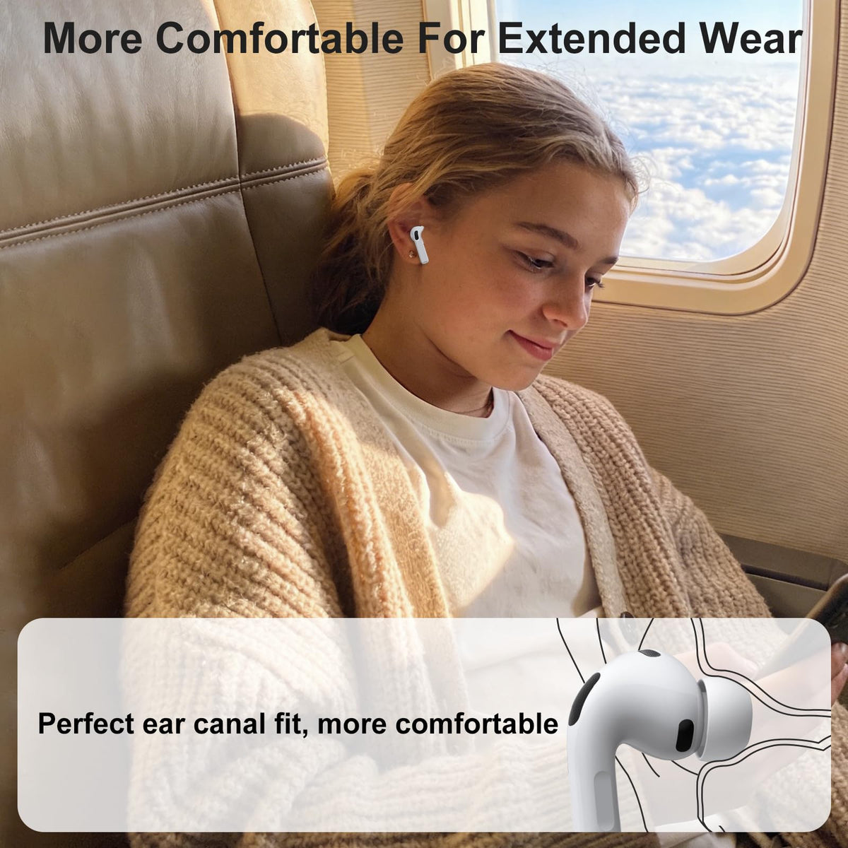 3 Pairs Replacement Ear Tips for AirPods Pro 2nd & 1st(Small, Black)