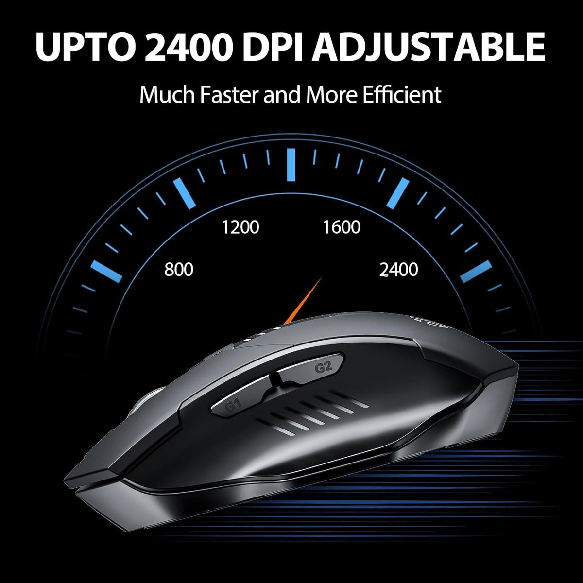 INPHIC Wireless Mouse Rechargeable, [Battery Level Visible], Silent Click USB 2.4G Cordless Mouse for Laptop PC Computer Tablets, 6 Buttons, 2400DPI 4 Adjustment Levels, Black