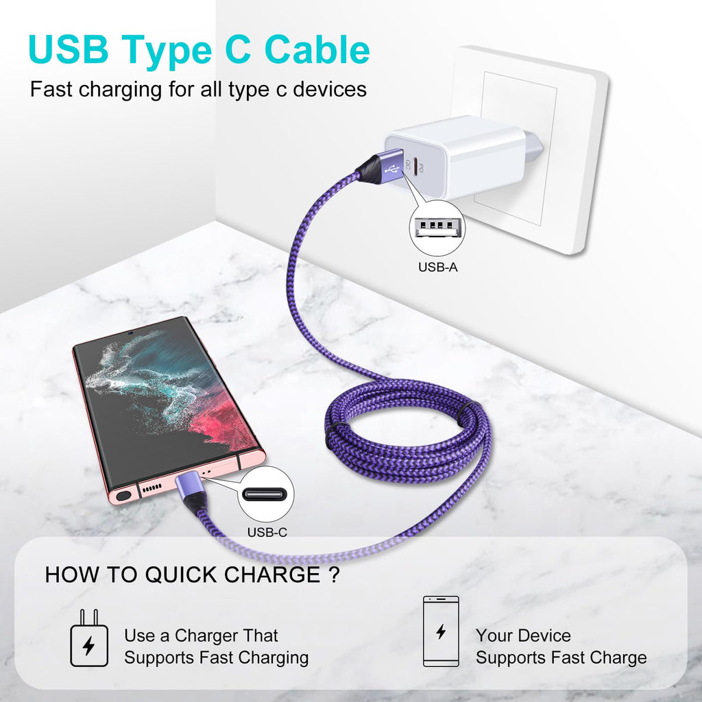 USB C Samsung Charger Cable Fast Charge Lead 6FT 2Pack Type C Phone Charger