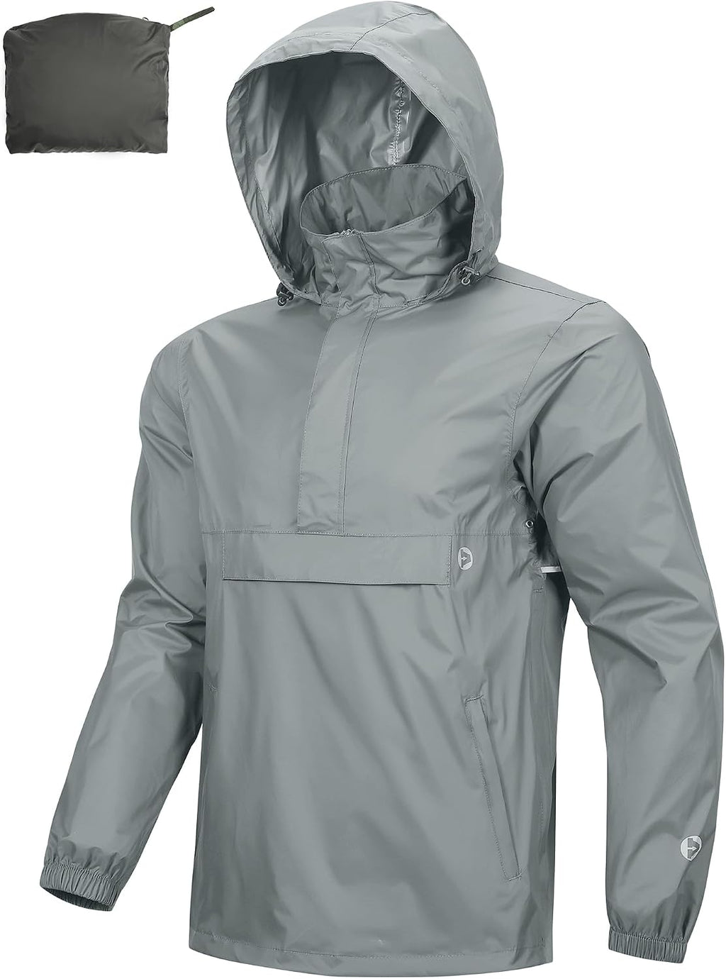 Outdoor Ventures Men's Waterproof Rain Jacket Packable Hooded Pullover