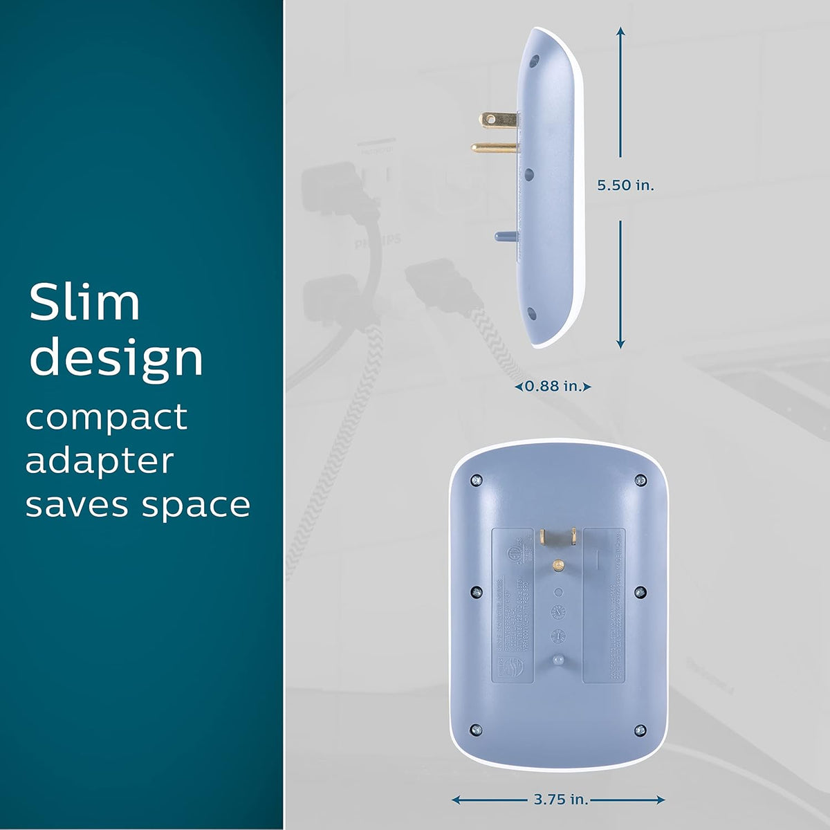 Philips 6-Outlet Extender Surge Protector, Wall Tap, 900 Joules, 3-Prong