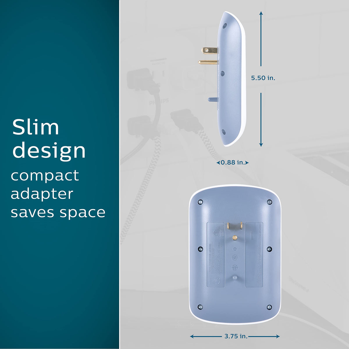 Philips 6-Outlet Extender Surge Protector, Wall Tap, 900 Joules, 3-Prong