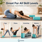 EXERZ Yoga Blocks 2pcs Gym Bricks -Comfortable Fitness Yoga Bricks, Anti-Slip, Lightweight and Travel Friendly Pilates Practice