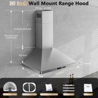24 inch Range Hood, Ducted/Ductless Range Hood 450CFM, Wall Mount